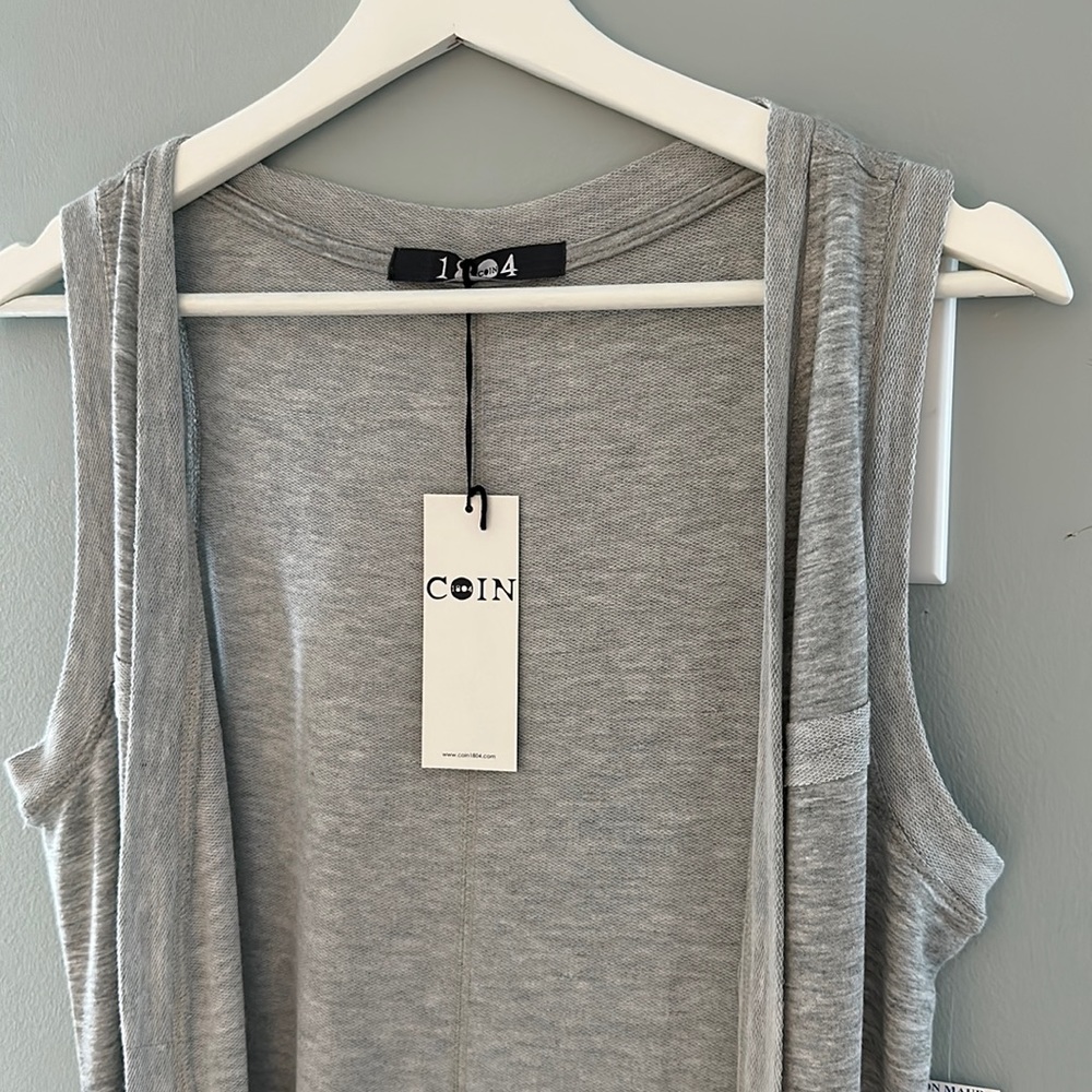 1804 COIN Gray sleeveless duster cardiagan
